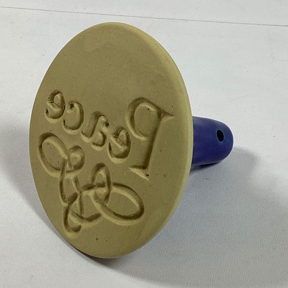 Handmade Stone Wear Pottery Butter Press Peace Cookie Mold
